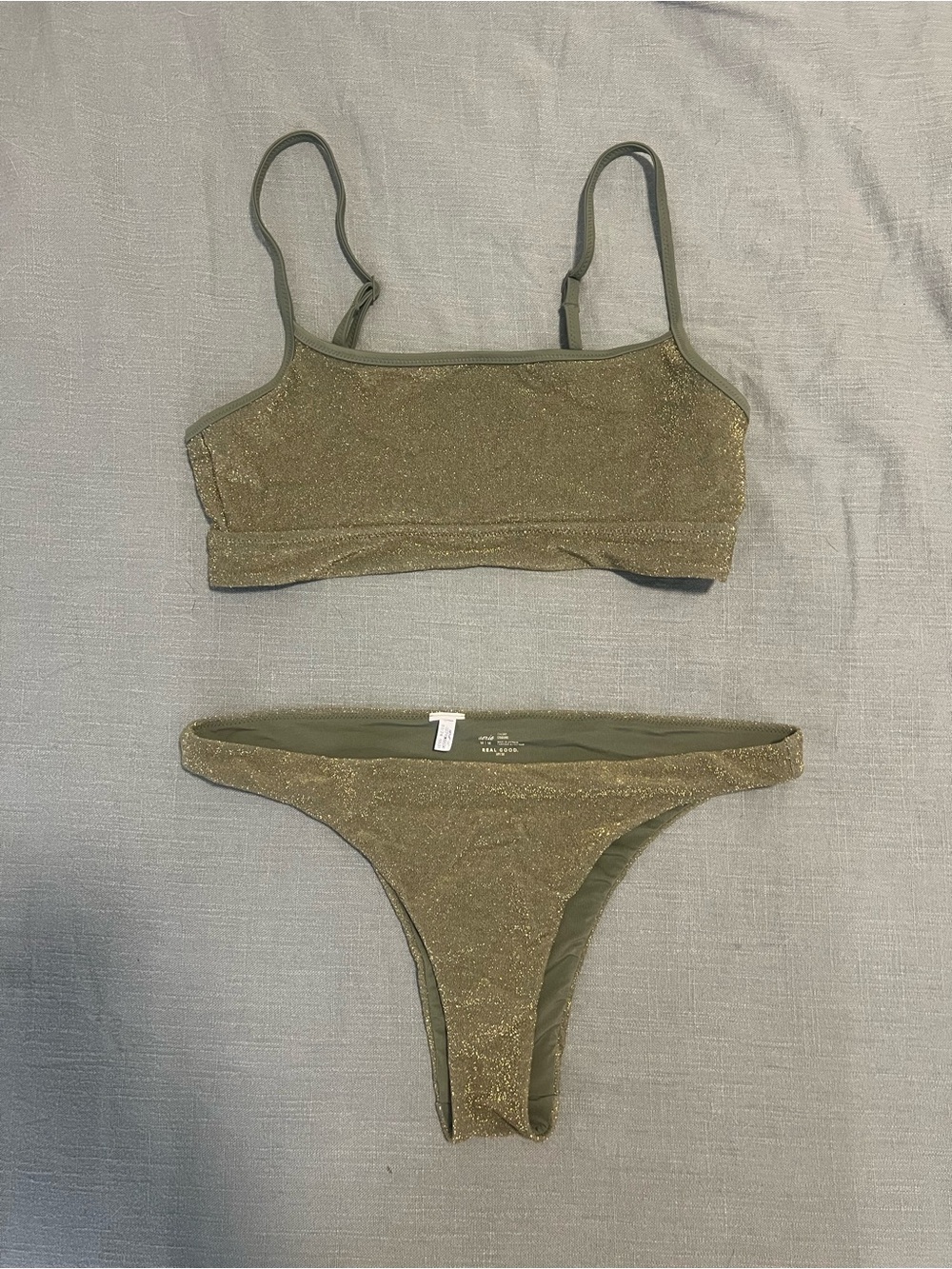 Aerie Olive Shimmer bikini set